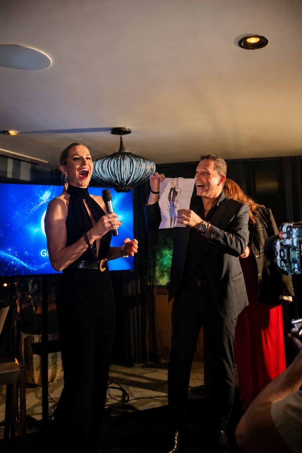 Guests amazed during a strolling performance at a caviar reception