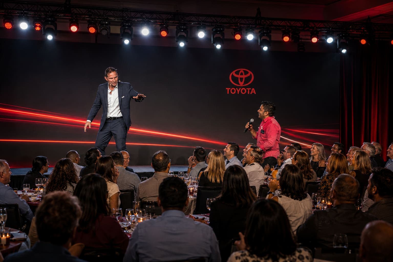 Guy Bavli performing at a Toyota corporate event