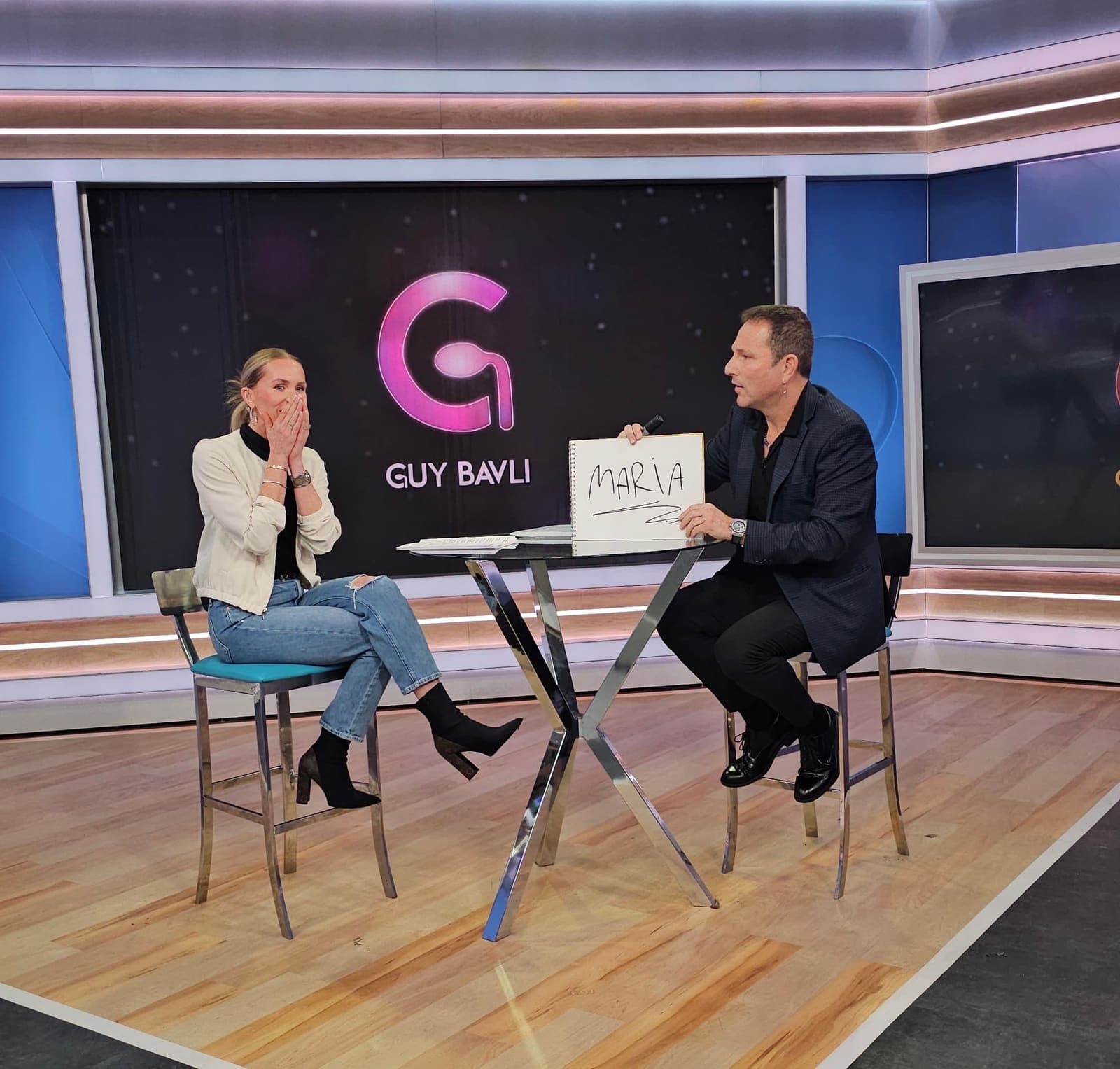 Guy Bavli with NBC reporter Kristen Sanchez