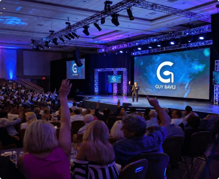 Corporate audience at a Guy Bavli keynote event